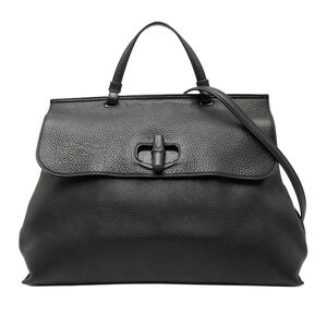 Pre-Loved Gucci Large Leather Bamboo Daily Satchel